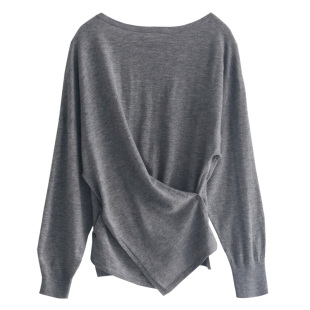 徐大脸吖定制 小众设计感交叉收腰内搭外穿打底羊毛针织衫上衣女