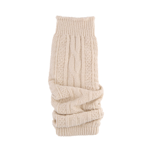 Tabio立体绞花袜套女秋冬保暖防滑含羊毛小腿长袜堆堆袜子女腿套