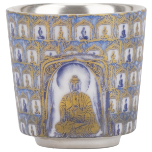 文创千佛鎏银茶杯主人杯品茗杯单杯陶瓷功夫茶具个人专用喝茶杯