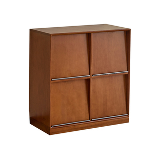 繁丰实木书柜矮柜中古落地模块组合柜展示柜客厅格子柜储物柜斗柜