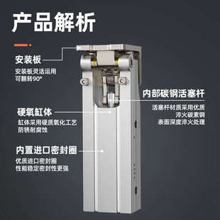 80倍力翻转气缸 HCD40 机械手侧姿组气缸90度翻转HC3240L 5040W