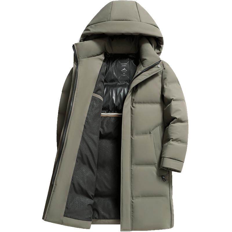 雪中飞连帽加厚不过膝长款羽绒服