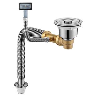 矮杯厨房洗菜盆水槽下水器配件侧排不锈钢全套排水管套装直角带