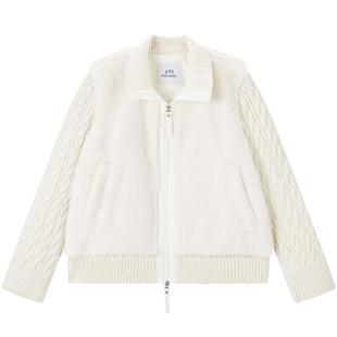 【商场同款】太平鸟短款直筒立领短外套女仿裘皮外套A3AEF4211