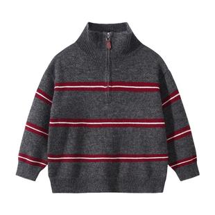 植木童装 儿童毛衣2025春新款中大童条纹毛衣针织衫男童毛衣