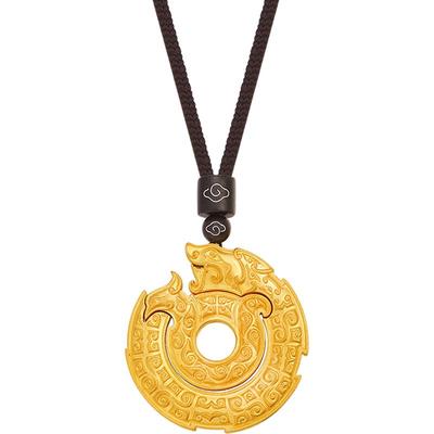 明牌珠宝足金古法情侣婚嫁吊坠