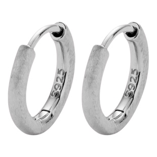 黑骨BLACKBONE S925纯银拉丝耳环实心极简潮流男女百搭耳圈简约