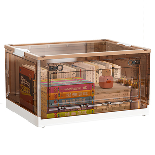 透明书箱学生装书收纳箱宿舍教室书本杂物整理箱可折叠带轮储物箱