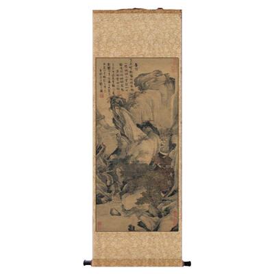 松梅双鹤装饰卷轴挂画