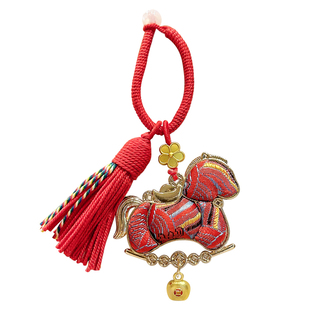 新年宋锦小马挂件吉祥物2026新款马年非遗钥匙扣情侣包包挂饰礼品