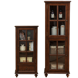 宜宝易森美式全实木酒柜展示柜客厅多功能柜电视机边柜餐厅玻璃柜