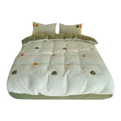 治愈系奶油绿牛奶绒四件套加厚