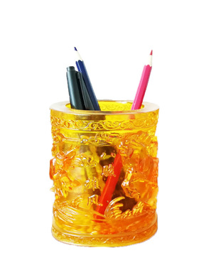 工厂特价清仓浮雕水晶胶旋转笔筒