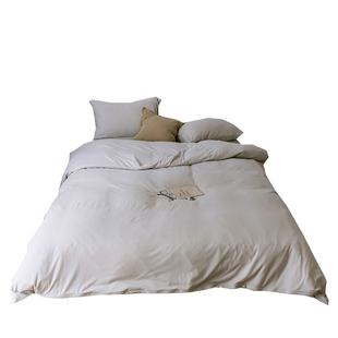 性冷淡米杏色裸睡针织棉柔软床品被罩 天竺纯棉奶茶色被单四件套