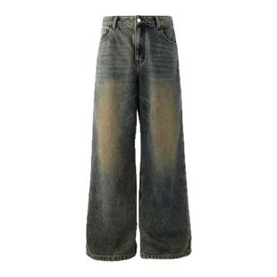 BJHG不计后果美式复古牛仔裤男款2025冬季新款阔腿宽松水洗长裤子