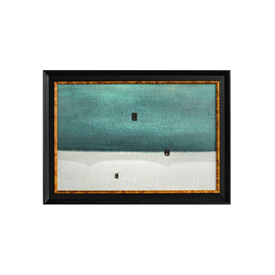 若奈《葡萄牙海岸》藤绿色白沙滩手绘油画客厅卧室书房宁静装饰画