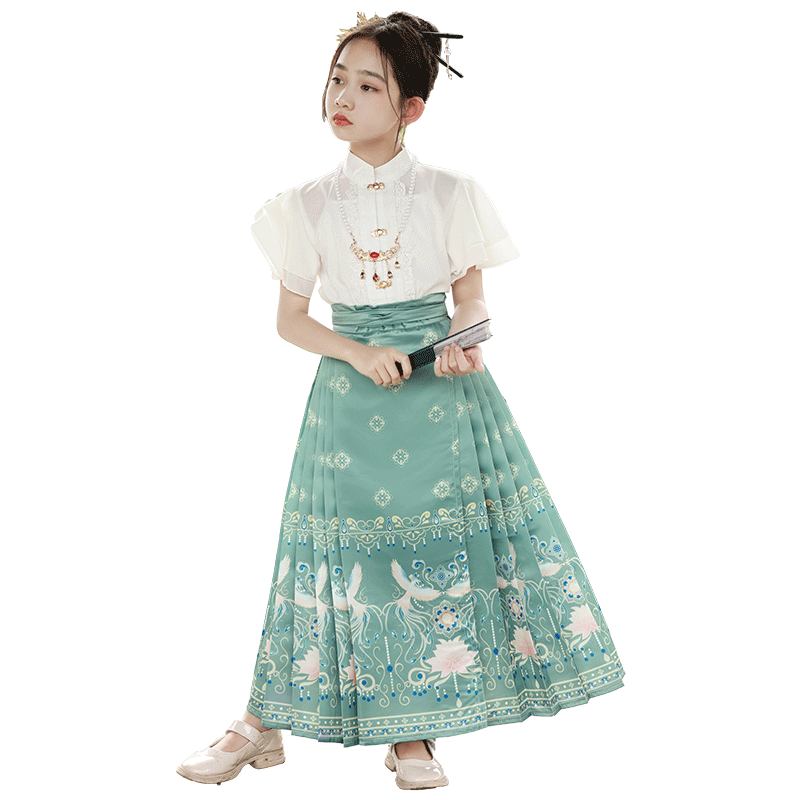 马面裙女童汉服古风中秋节儿童新中式服装2025新款中国风唐装女孩