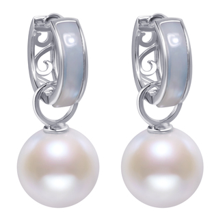 海蒂珠宝 姝宛 10-11mm月华淡水珍珠耳环女 S925银多戴耳圈吊坠