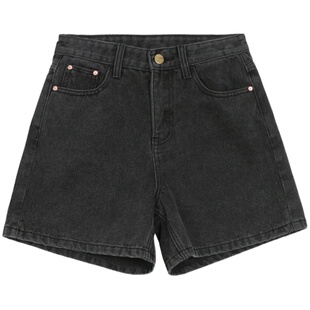 DOROTHY丨2022新款水洗黑蓝牛仔短裤女宽松显瘦高腰休闲直筒裤夏