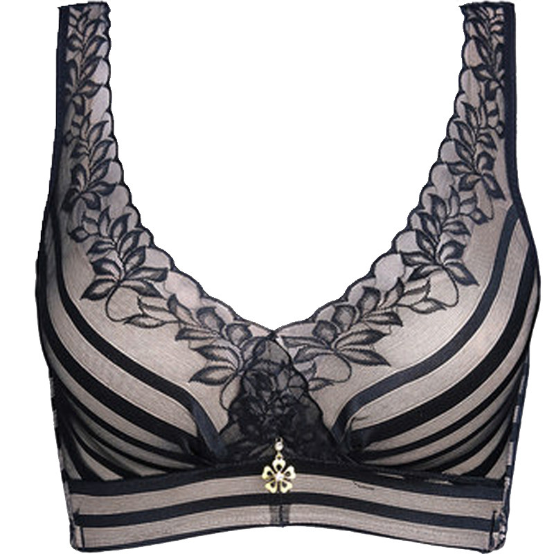 超聚拢无钢圈文胸收副乳防下垂调整型美背侧收蕾丝小胸内衣女夏季