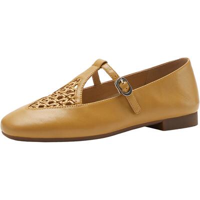 Bata玛丽珍鞋女2026夏季商场新款时尚编织款舒适软底单鞋AVL85BA6