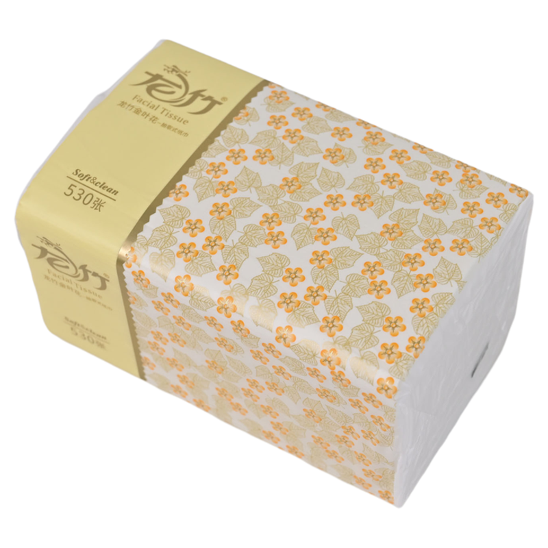 龙竹530张金叶花抽纸整箱80包