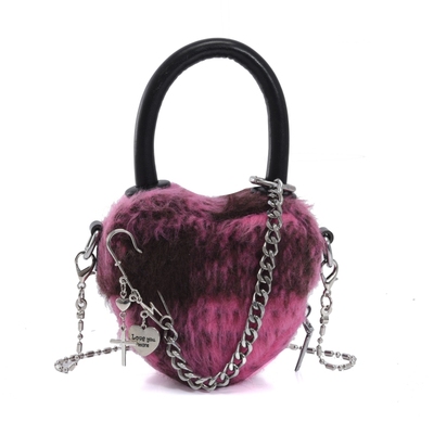 原创设计暗黑Y2K爱心迷你链条包