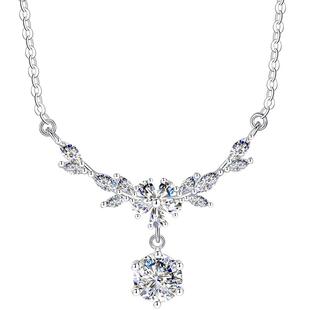 紫藤花999纯银莫桑钻项链女款女士女莫桑石吊坠生日礼物女生首饰