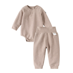 Oak mont春秋宝宝衣服婴儿睡衣磨毛保暖分体套装打底秋衣裤两件套