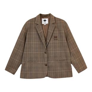 绫致MLMR秋冬辣妹双腰头学院千鸟格西服外套百褶半身裙套装