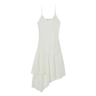 MOUSSY 2026夏季新品纯欲风蕾丝不规则吊带连衣裙女028JSZ33-1009