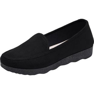 老北京布鞋女款新款官方软底中老年豆豆鞋正品防滑上班黑色工作鞋