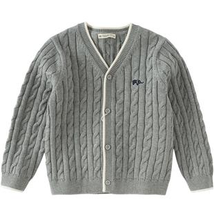 戴维贝拉儿童抗静电毛衣男童2026春装新款针织衫女童A类开衫大童