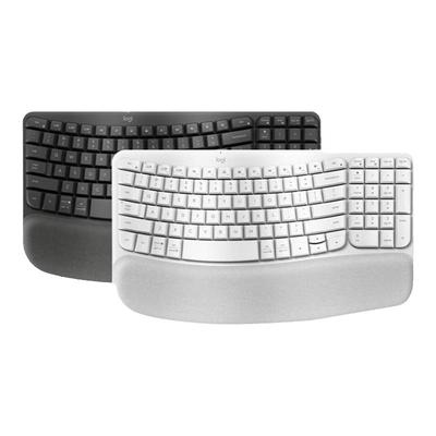 罗技WAVE KEYS人体工程学无线蓝牙键盘办公舒适掌托改善姿势拆包