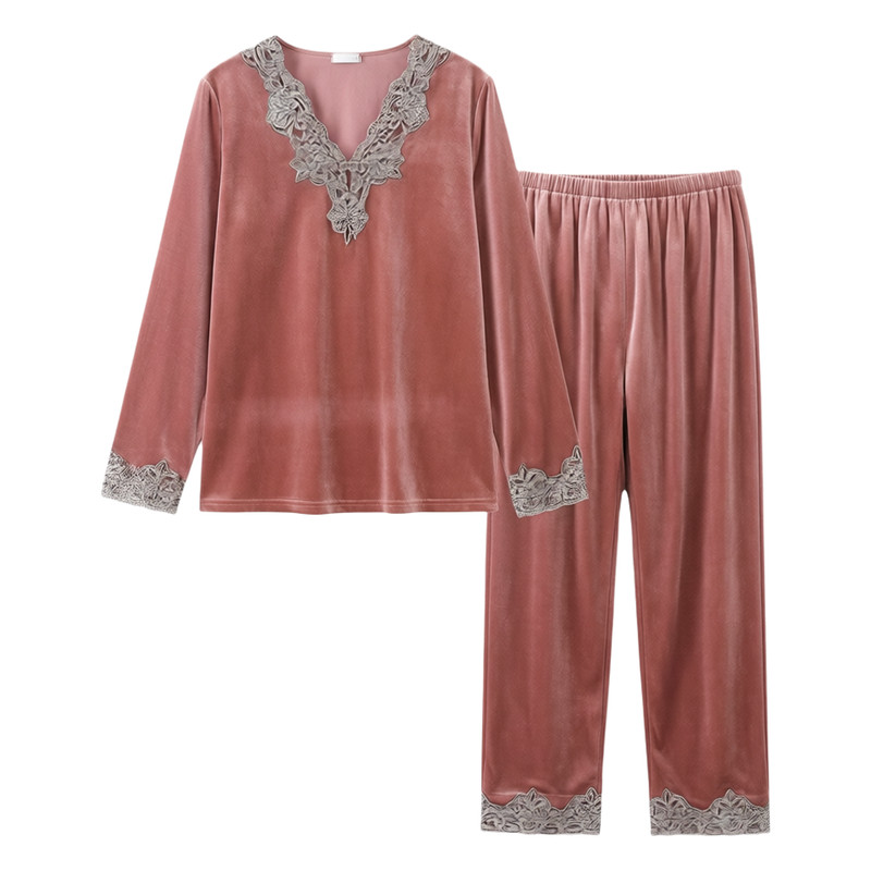 金丝绒睡衣女天鹅绒大码家居服