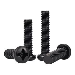 PM 发黑色盘头十字螺丝圆头机丝牙螺钉M1M1.6M2M3M3.5M4M5M6mm