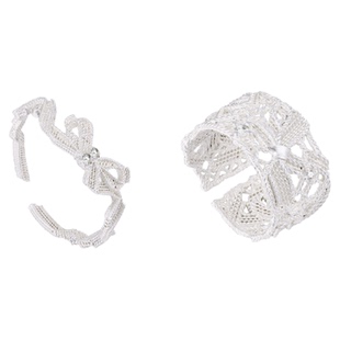 TOGGLER DAILY 芭蕾系列 蕾丝编织镂空蝴蝶结戒指女款可调节