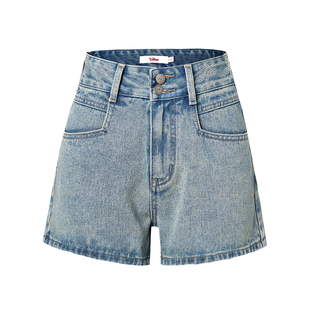 Liilou  retro jeanst 重工烫钻 高腰A字牛仔短裤
