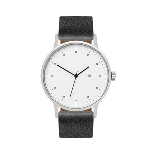 BIJOUONE彼树湾B30极简设计静音真皮男女日历礼物礼盒精钢手表