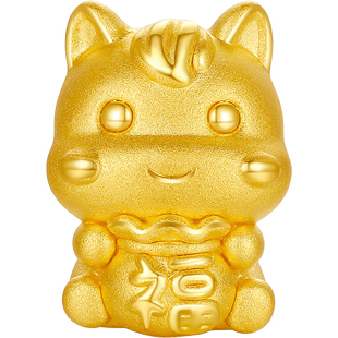 周六福黄金5d硬金生肖马转运珠女定价福马献宝黄金手串情人节礼物