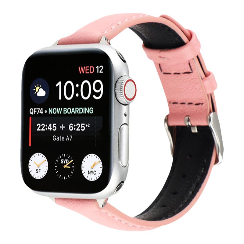 适用iwatch表带时尚小众真皮纯色