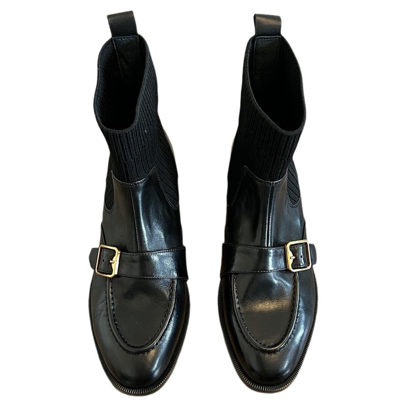 新款松紧口马丁靴法式高跟短靴