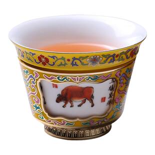 五牛聚福景泰蓝掐丝彩瓷茶杯牛年生肖礼品送领导老外高端商务礼品