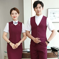 Женский винный красный жилет+брюки