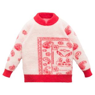 清仓超值过年亲子装拜年一家三口全家福新年加厚母女喜庆毛衣母子