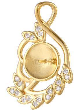 奢金轩女s925银珍珠吊坠空托