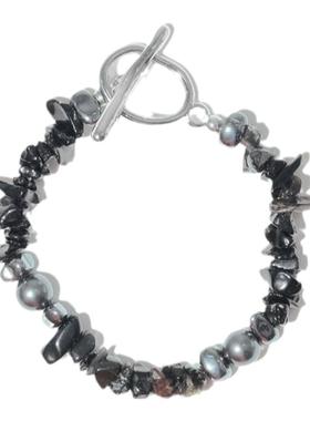 GetEmON原创高级感轻奢小众情侣叠戴黑曜石珍珠嘻哈好运手链