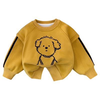 儿童卫衣加绒男童一体绒加厚