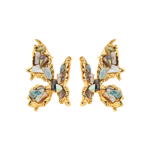 Simple Love Acc私家 爆款蝴蝶全天然贝壳设计师气质银针耳环女