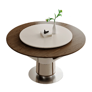 实木旋转麻将桌两用餐桌一体机圆桌带转盘轻奢麻将机家用折叠饭桌